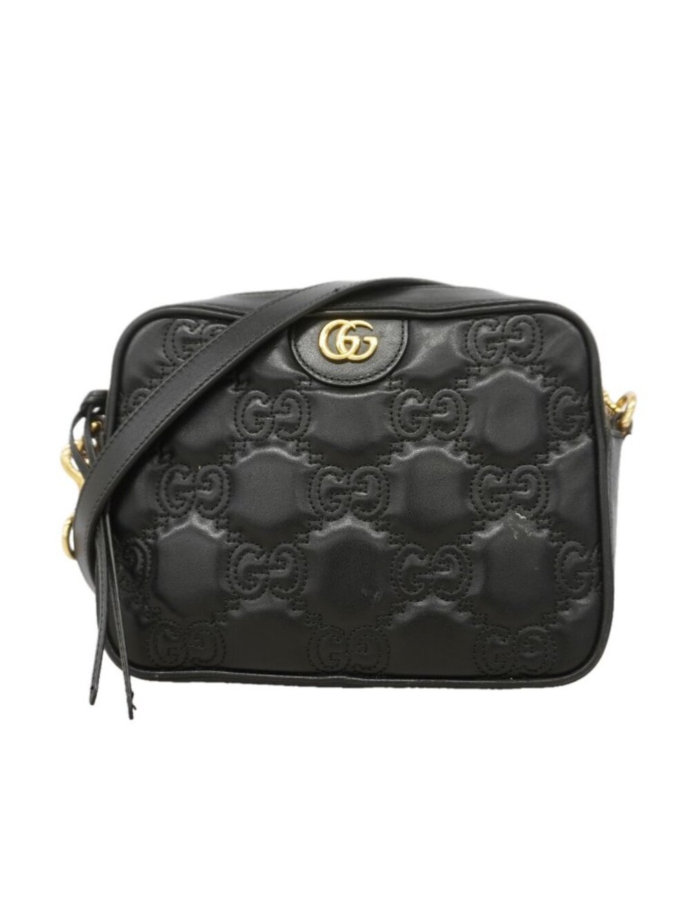 Gucci Shoulder Bag GG Matelasse Leather Black Gold